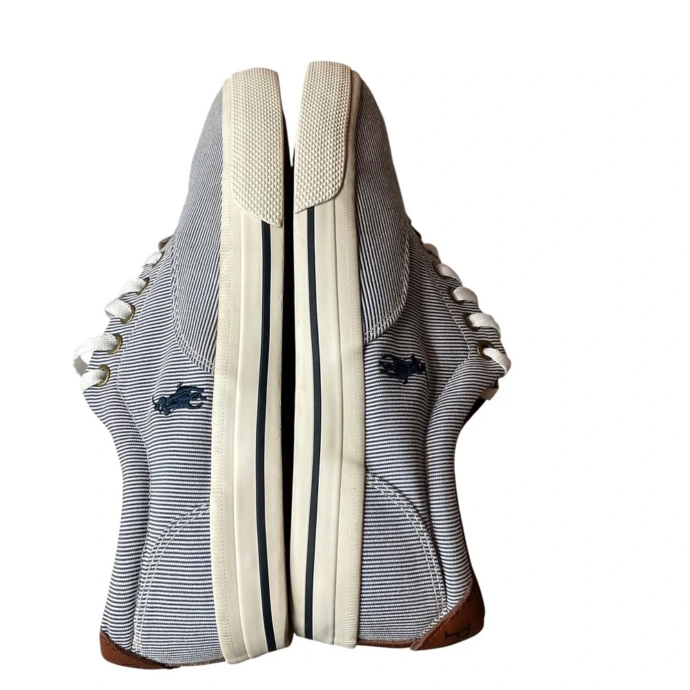 Polo Ralph Lauren Vaughn Pinstripes Blue White Boat Shoes‎ Sneakers Size 9D